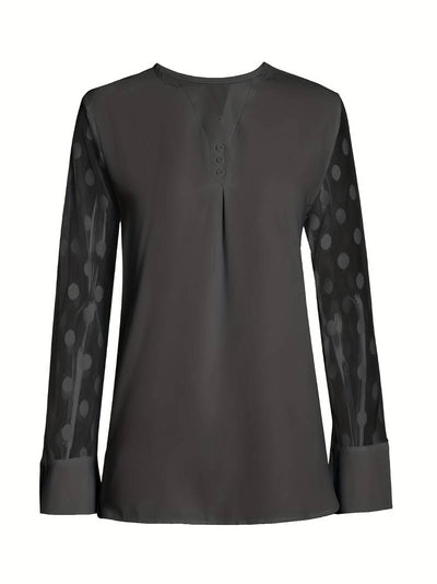 Amalia - Strickbluse Damen V-Ausschnitt Knopfleiste