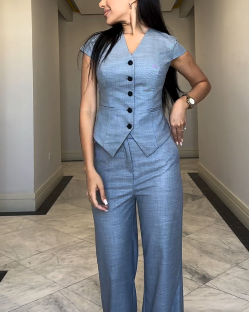 Rosana | Set aus Oberteil und Hose mit V-Ausschnitt