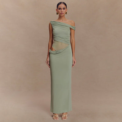 Kalya | Langes Kleid Drapiert Asymmetrisch