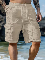 Raekwon – Leinen-Shorts Mit Elastischem Bund Und Kordelzug in Apricot