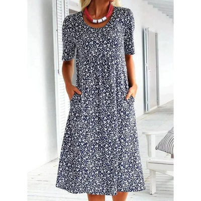 Jehaia - Lässiges Kleid mit Rundhalsausschnitt und Blumenmuster