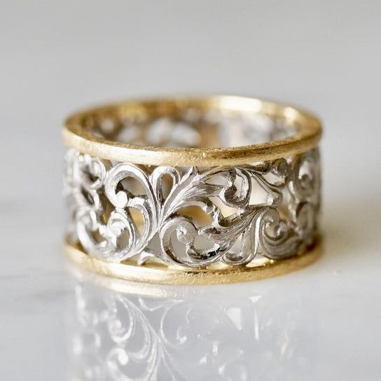 Efeu-Ring in Gold und Vintage-Silber