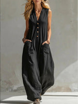 Farella - Jumpsuit mit weitem Bein und lockerer Passform in Schwarz