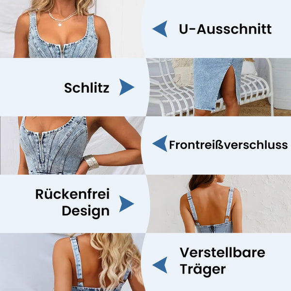 ESLEM - FIGURBETONTES KLEID AUS STRETCH-DENIM