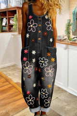 Wenara - Geblümter Jumpsuit in Schwarz