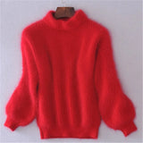 Amarie | Vintage-Angorapullover: Locker gestrickt und einfarbig in Rot