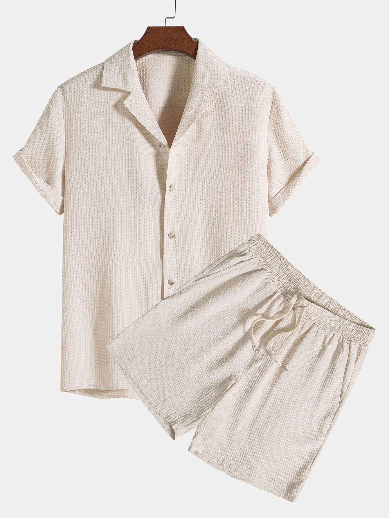 Shirt und Shorts mit Waffelkragen Revere-Kragen