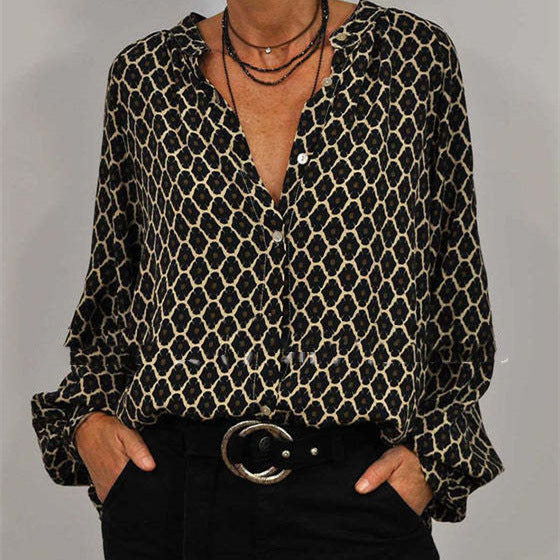 Beata - Elegante Damenbluse V-Ausschnitt