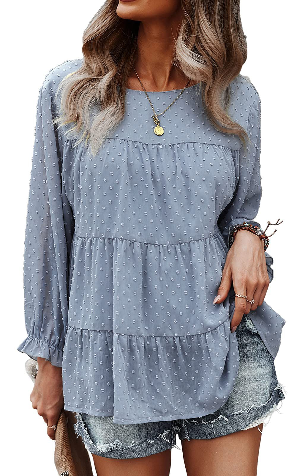 Winifreda - Damen Bluse Boho Stickerei