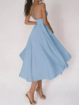 Tamitha | Elegantes Kleid mit V-Ausschnitt und Trägern in Blau