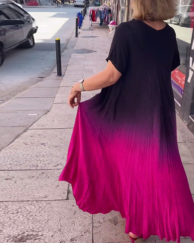 Birgit - Lässiges Ombre-Maxikleid mit V-Ausschnitt