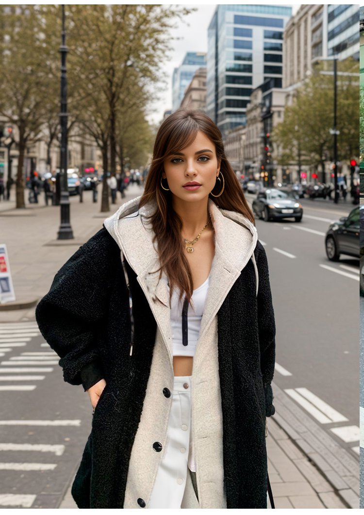 Marisol - Stilvolle Kapuzenjacke mit Zweifarbdesign & Knopfverschluss