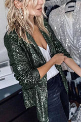 Damen Glänzend Leicht Blazer | Stilvoll in Grün
