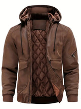 Lyrissa | Herren Leder-Winterjacke mit Kapuze in Braun