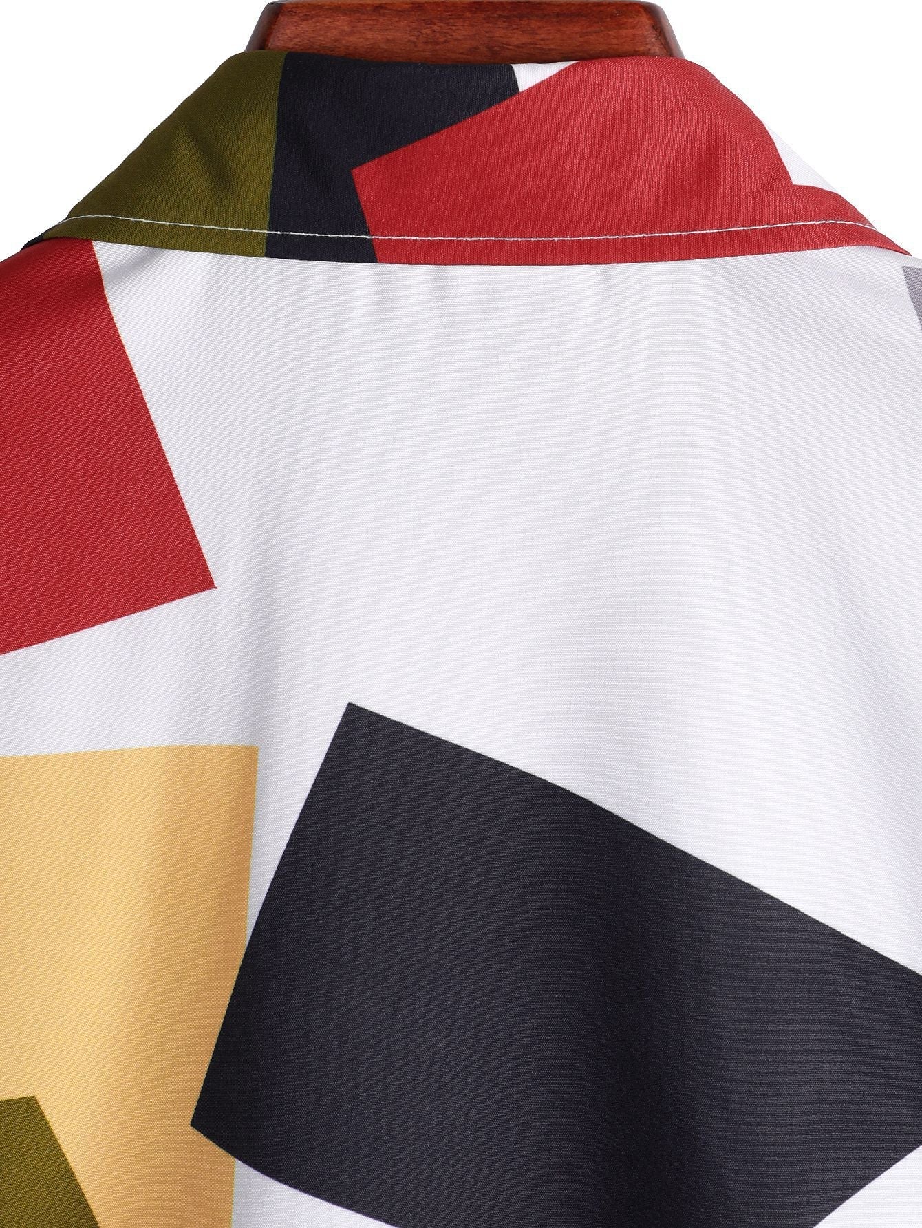 Geometrisches Button-Down-Mieder mit farbigem Druck