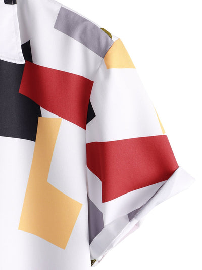 Geometrisches Button-Down-Mieder mit farbigem Druck