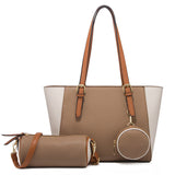 Elegante Damen-Tragetasche mit zweifarbigem Design in Khaki
