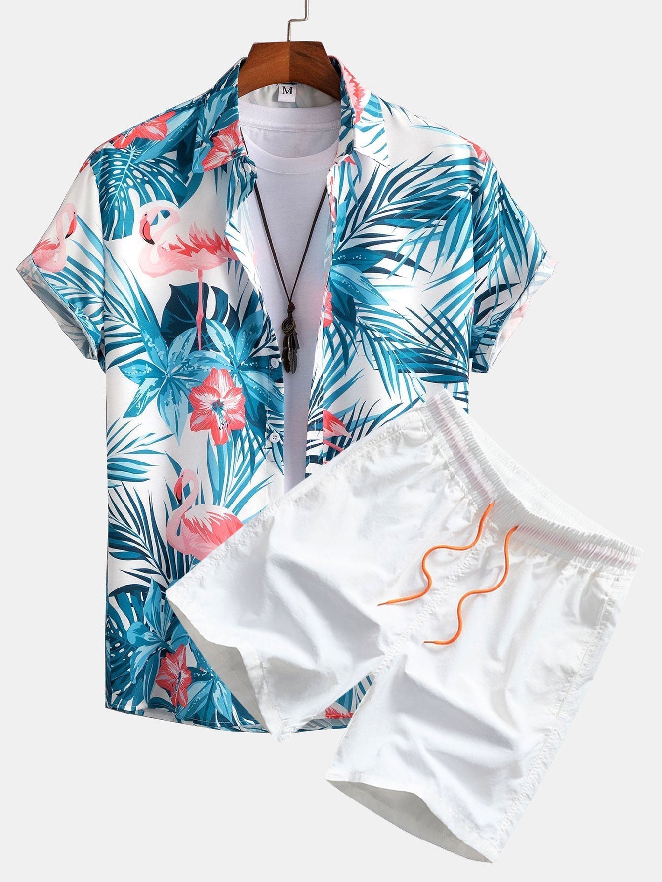 Shirt mit Flamingo-Knopfleiste und Badeanzug mit tropischem Muster