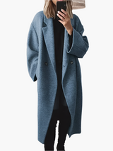 Laura | Damen Loose Fit Button Mantel im eleganten Design in Blau