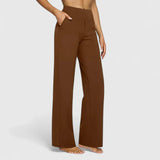 Nadine | Damen Weite Lounge-Hose mit Stretchbund in Braun