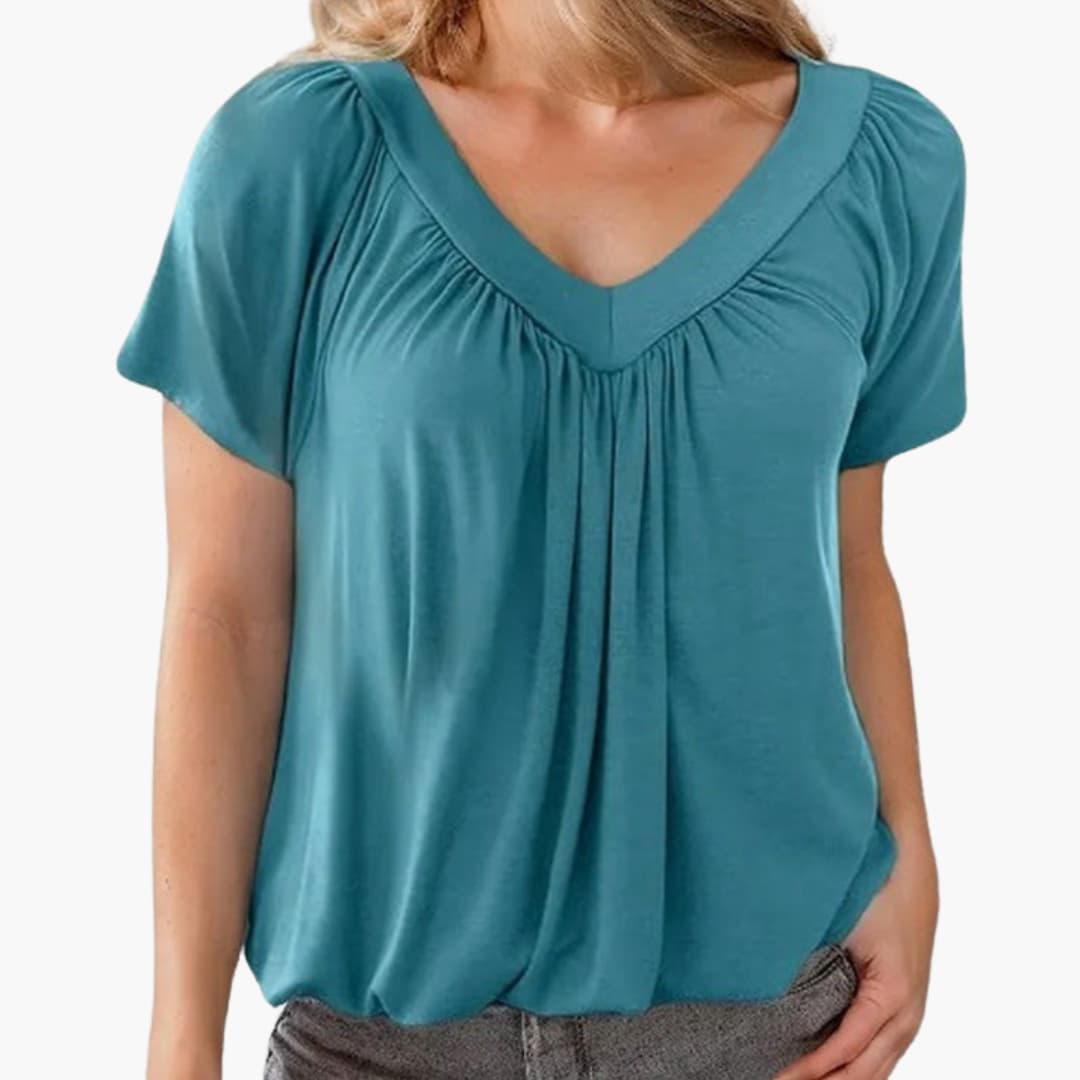 Leni | Top mit gekräuseltem V-Ausschnitt