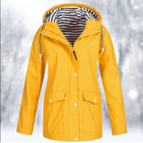 Carolin | Damen Jacke mit Kapuze, Reißverschluss und Fronttaschen in Gelb