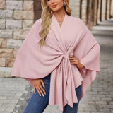 Veronika | Damen Oberteil im Cape-Stil mit Frontknoten in Rosa