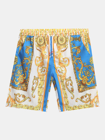 Geknöpftes Hemd und Shorts mit Barockdruck