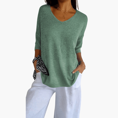 Damen V-Ausschnitt Top – Lockeres Sommeroberteil für Freizeit