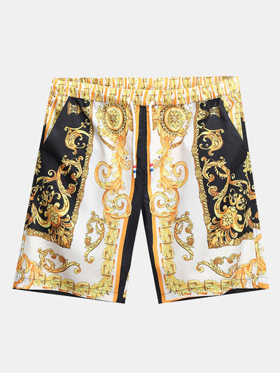 Geknöpftes Hemd und Shorts mit Barockdruck