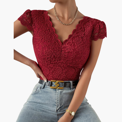 Bodysuit aus Spitze für Frauen - Eleganter V-Ausschnitt