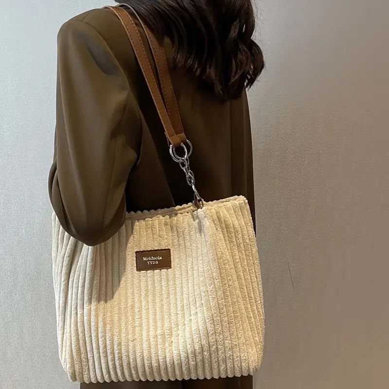 Layla™ - Elegante Corduroy Tote Bag