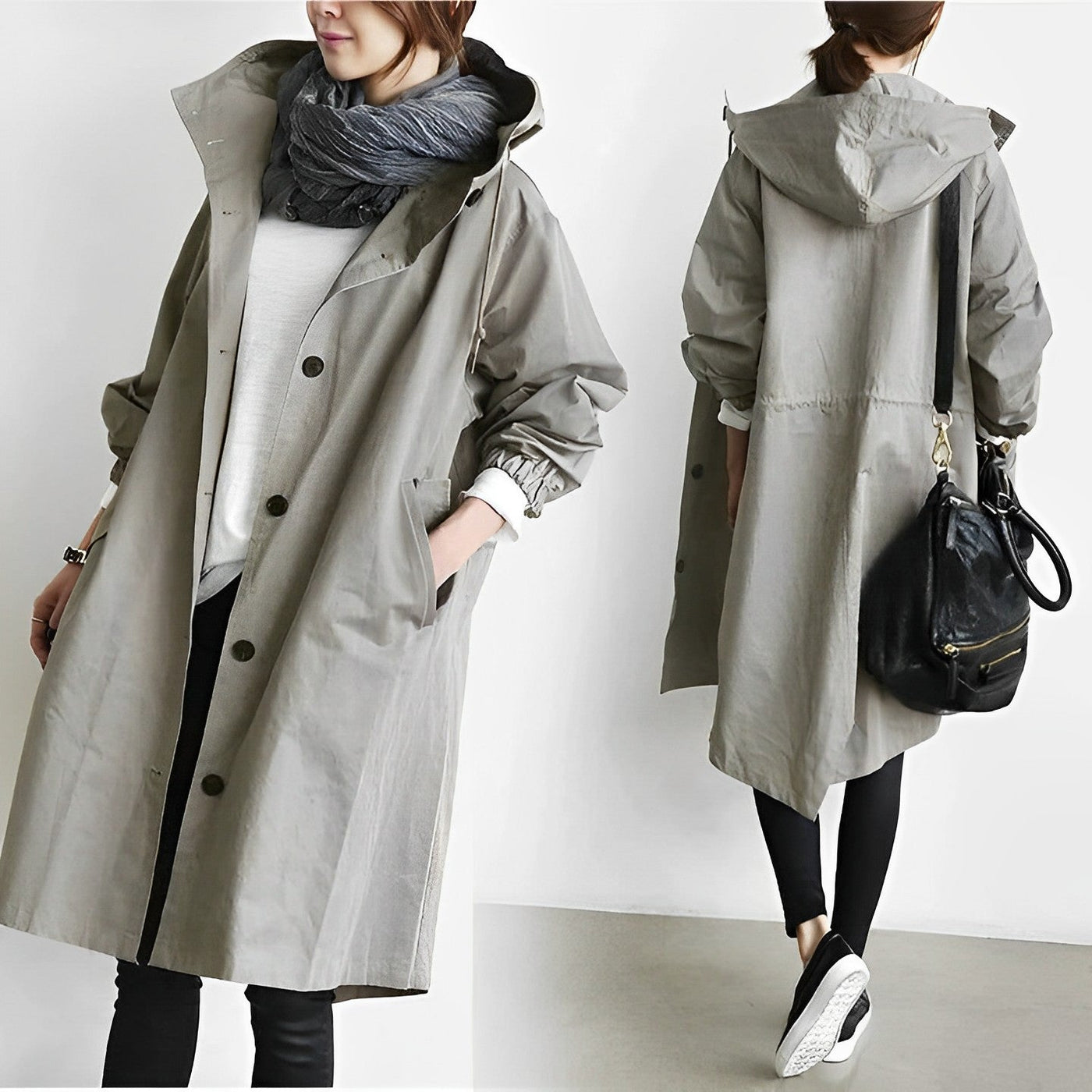 Cassandra - Lange Kapuzen Windbreaker-Jacke