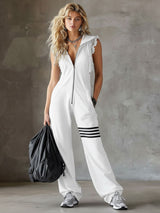 Brisa - Ärmelloser Kapuzen-Jumpsuit mit weicher Haptik in Weiß