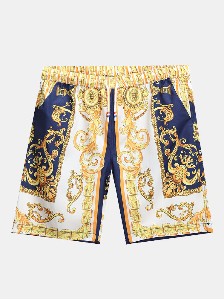 Geknöpftes Hemd und Shorts mit Barockdruck