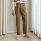 Kristian - Elegante Plisseehose mit Schnalle für Herren in Braun