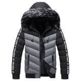 Herren Steppjacke mit Kunstfellkapuze - Elian in Grau