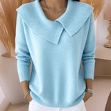 Jennifer™ | Strickpullover mit weichem Kragen in Hellblau