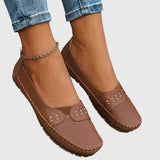 Petra | Damen Frühlings Perforierte Lässige Loafer in Braun