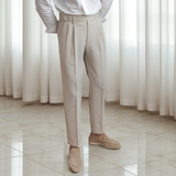 Kristian - Elegante Plisseehose mit Schnalle für Herren in Beige