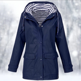 Carolin | Damen Jacke mit Kapuze, Reißverschluss und Fronttaschen in Marineblau