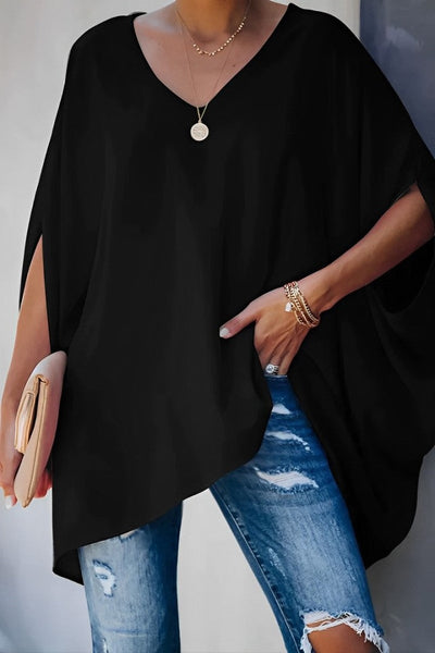 Aisha - Damen Bluse V-Ausschnitt Locker