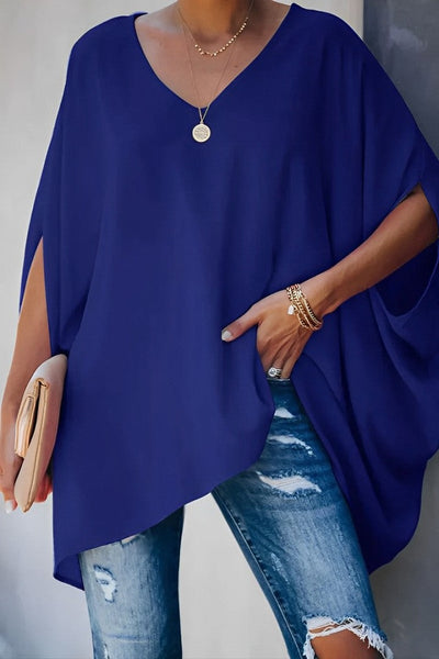 Aisha - Damen Bluse V-Ausschnitt Locker