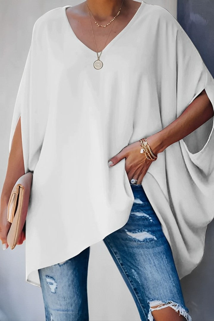 Aisha - Damen Bluse V-Ausschnitt Locker