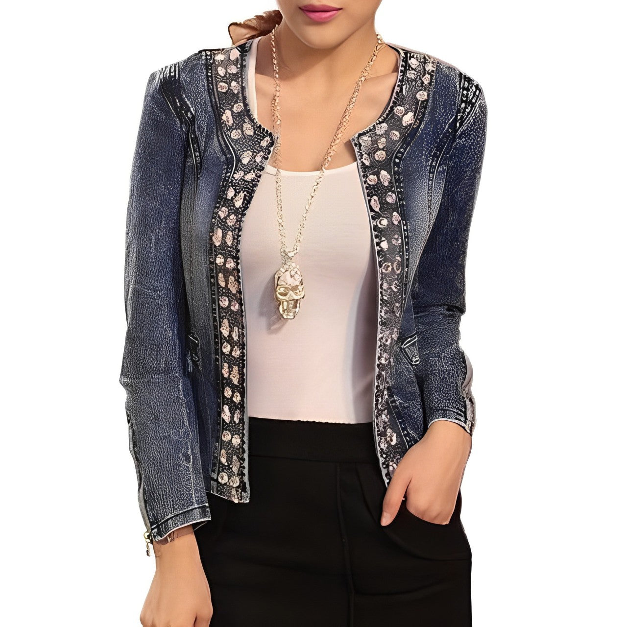 Celia - Strass-Pailletten-Jeansjacke
