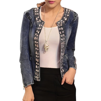 Celia - Strass-Pailletten-Jeansjacke