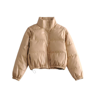 Annie - Dick gesteppte Lederjacke im Parka-Stil
