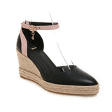 Damen Keilsandalen Jute Knöchelriemen Espadrille Stil - Adriana in Schwarz
