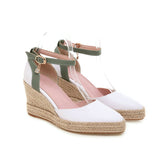 Damen Keilsandalen Jute Knöchelriemen Espadrille Stil - Adriana in Beige