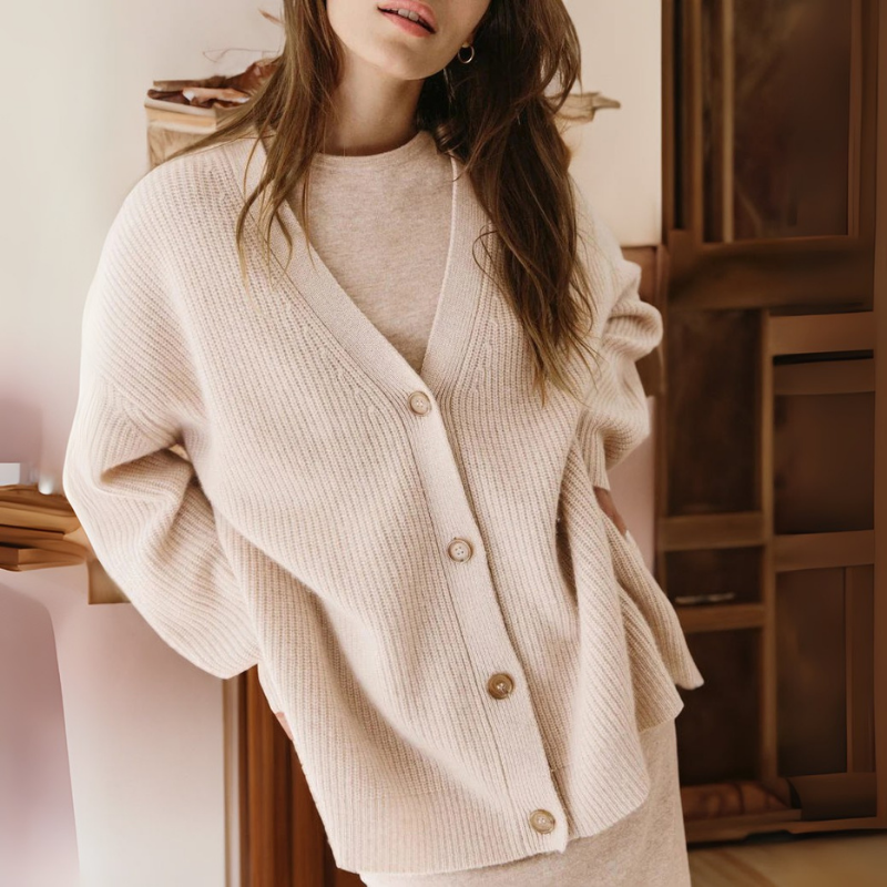 Strickjacke Damen Oversize Gerippt | Locker Lang